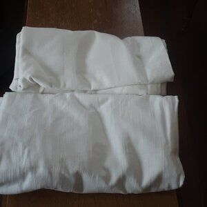Pair of White 50W x 108 L·Light-filtering Back Tab 100% Cotton CROSSHATCH Drapes